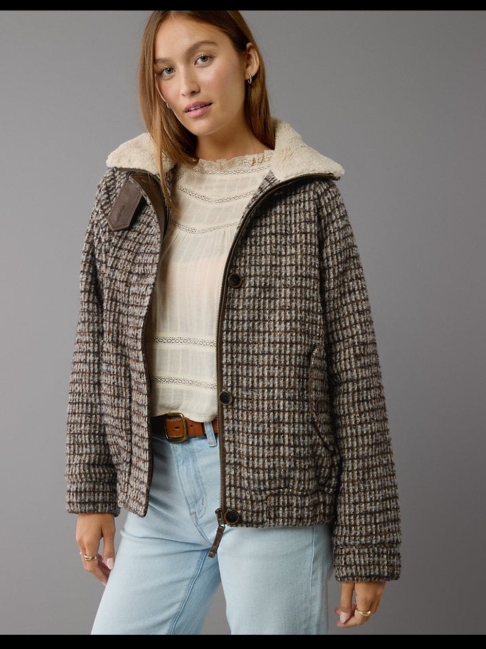 American Eagle sherpa collar bomber jacket